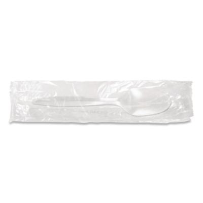 BSQ1103000 Individually Wrapped Mediumweight Cutlery, Spoon, Plastic, White, 1,000/Carton