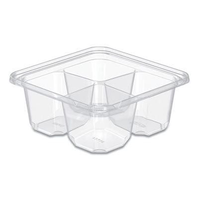 DCCSBTG4 TamperGuard Snack Boxes, 4 Compartments, 6.3 x 6.3 x 2.6, Clear, Plastic, 300/Carton