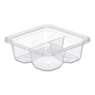 DCCSBTG3 TamperGuard Snack Boxes, 3 Compartments, 6.3 x 6.3 x 2.1, Clear, Plastic, 300/Carton