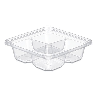 DCCSBTG4S TamperGuard Snack Boxes, 4 Compartments, 6.3 x 6.3 x 1.8, Clear, Plastic, 300/Carton DART