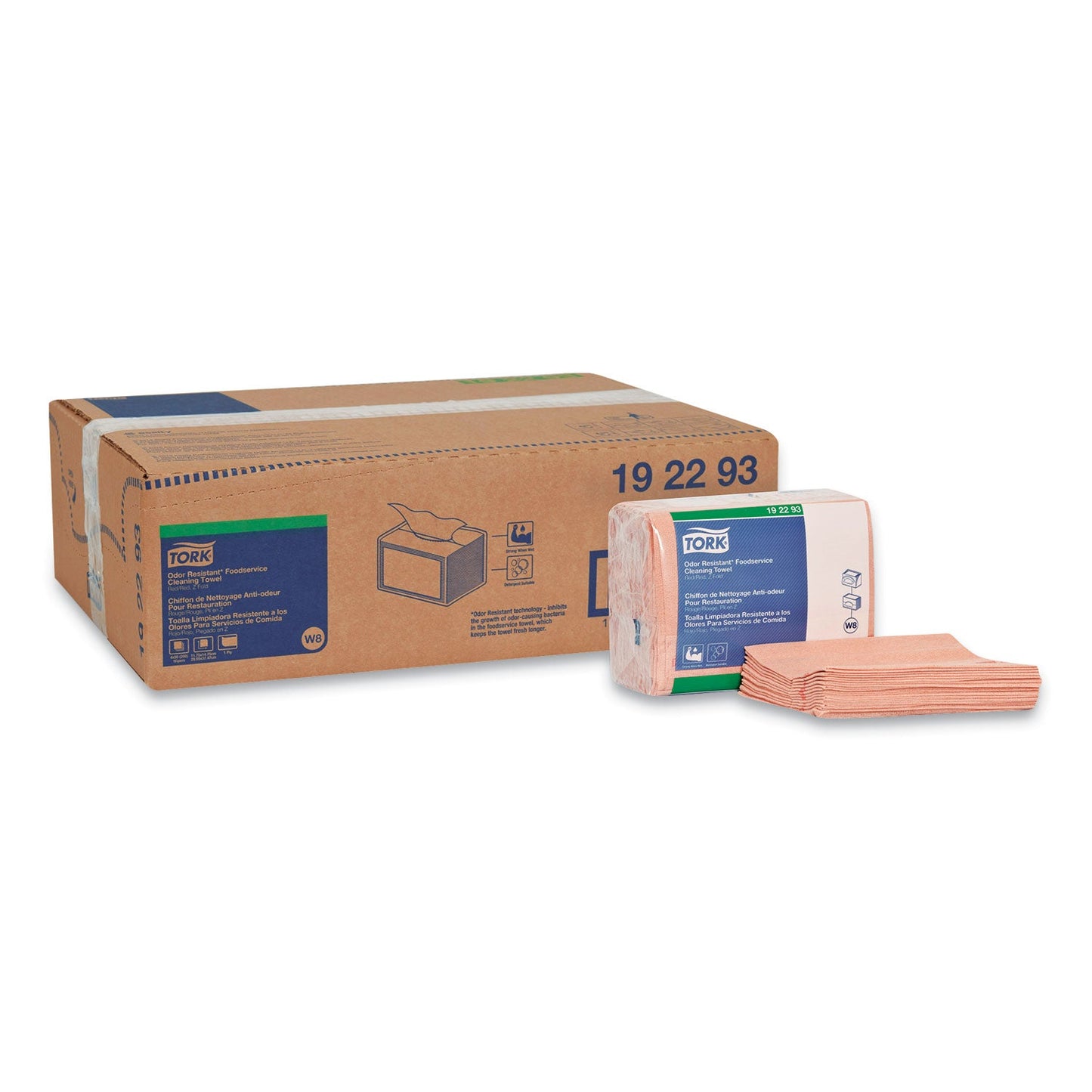 TRK192293 Small Pack Foodservice Cloth, 1-Ply, 11.75 x 14.75, Unscented, Red/Red Stripe, 50/Poly Pack, 4 Packs/Carton Tork