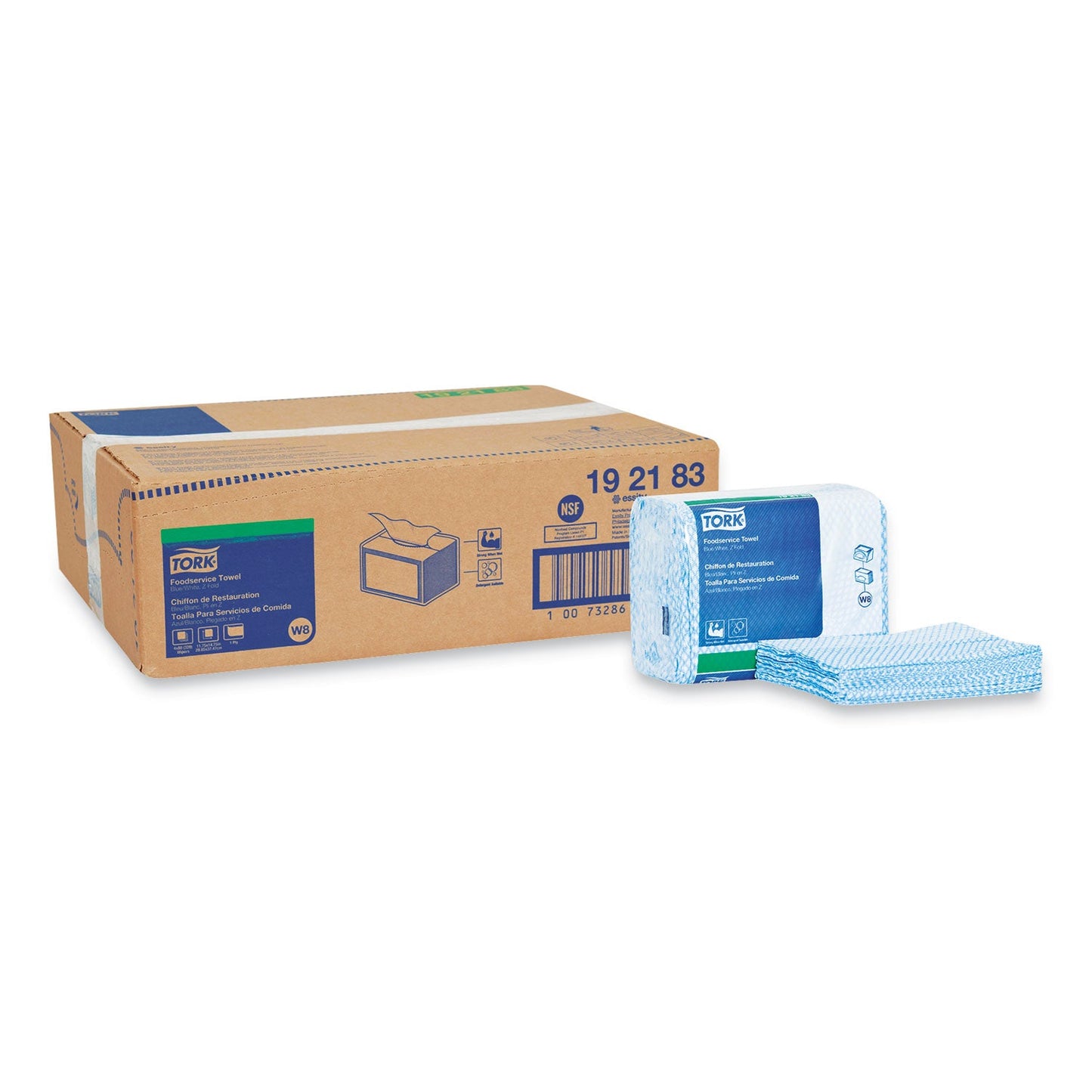 TRK192183 Small Pack Foodservice Cloth, 1-Ply, 11.75 x 14.75, Unscented, Blue/White, 80/Poly Pack, 4 Packs/Carton Tork