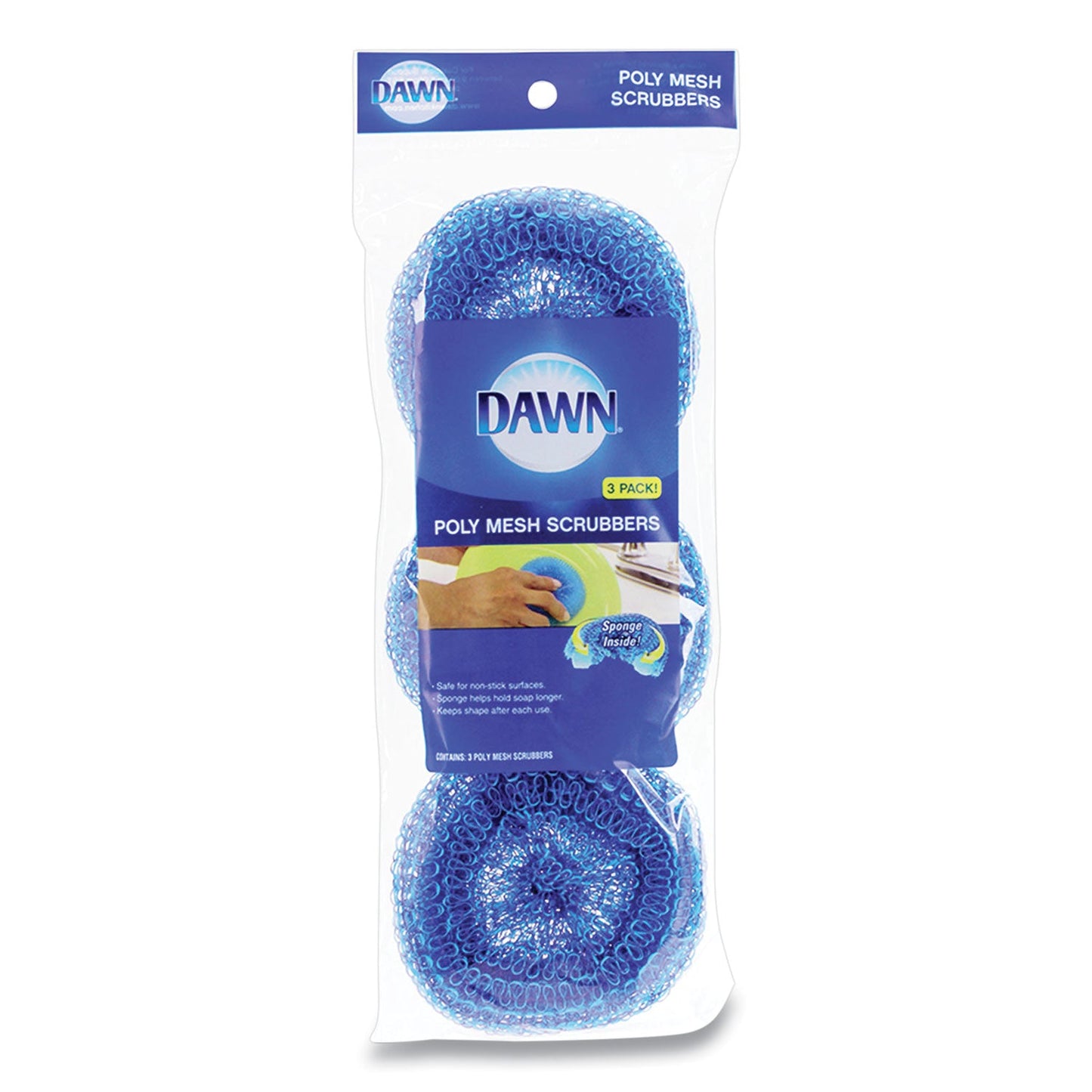 PGC437775 Poly Mesh Scrubbers, Blue, 3/pack Dawn