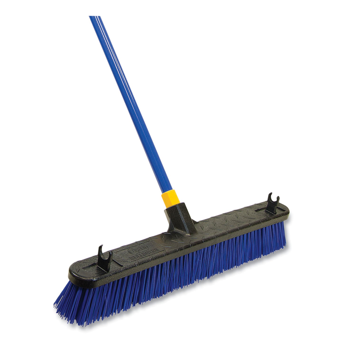 QCK599 Bulldozer Rough Surface Pushbroom, 24 X 60, Pet/powder Coated Steel Handle, Blue/black