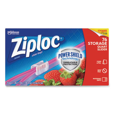 SJN316490 Slider Storage Bags, Quart, 5.88" x 1.88" x 7.88", Clear, 76 Bags/Box, 9 Boxes/Carton SC JOHNSON