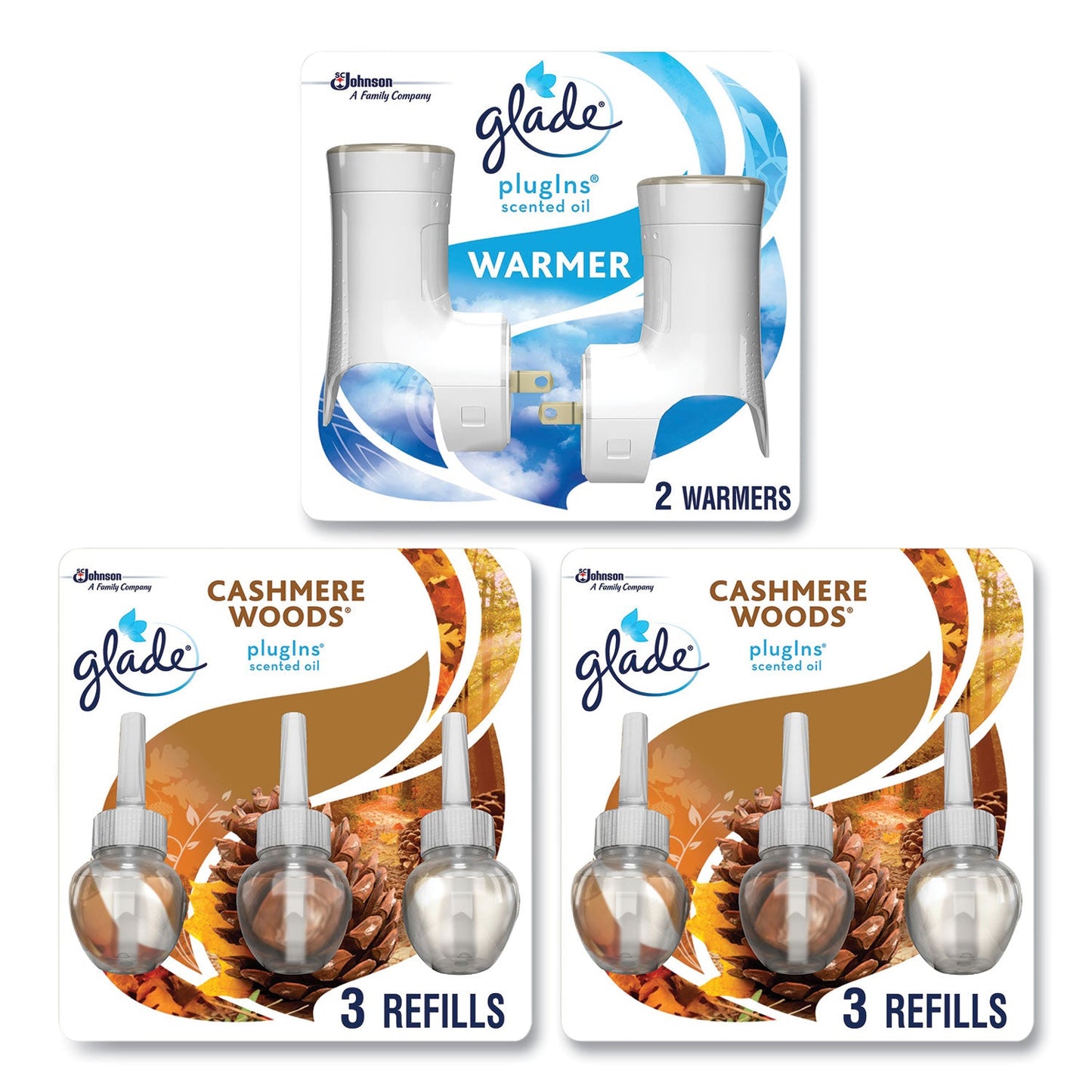 SJN323015 Plugin Scented Oil, Cashmere Woods, 0.67 Oz, 2 Warmers And 6 Refills/pack Glade