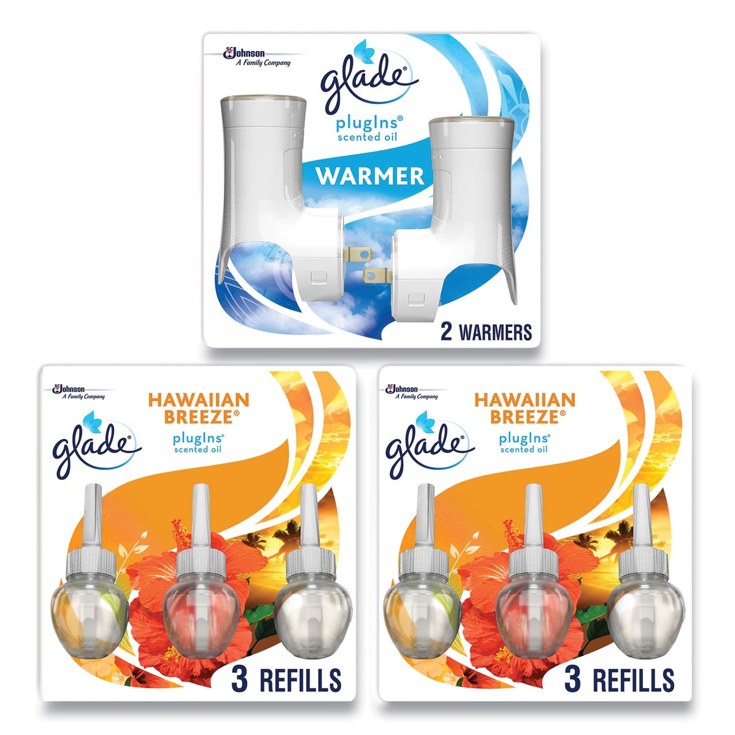 SJN319962 Plugin Scented Oil, Hawaiian Breeze, 0.67 oz, 2 Warmers and 6 Refills/Pack Glade