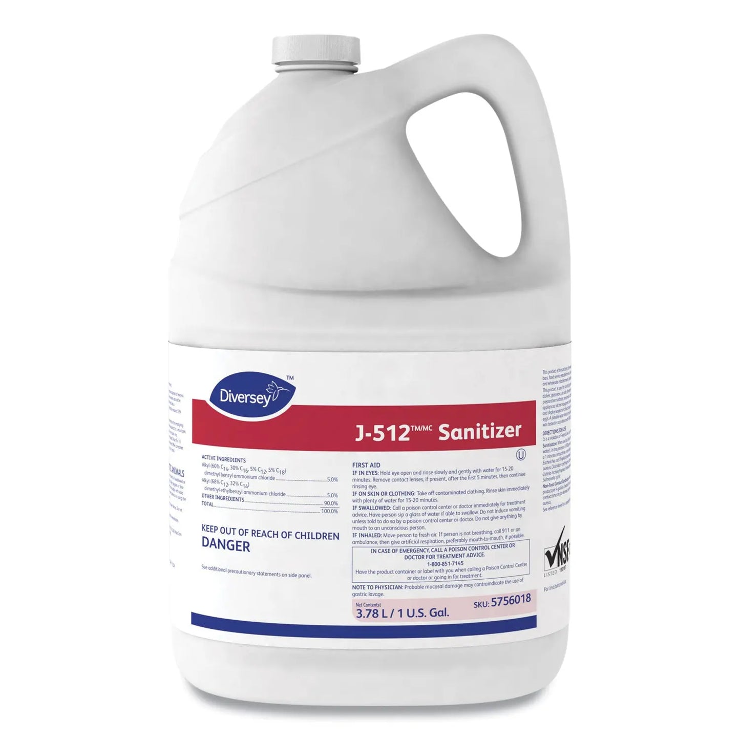 DVO5756018 J-512tm/mc Sanitizer, 1 Gal Bottle, 4/carton Diversey
