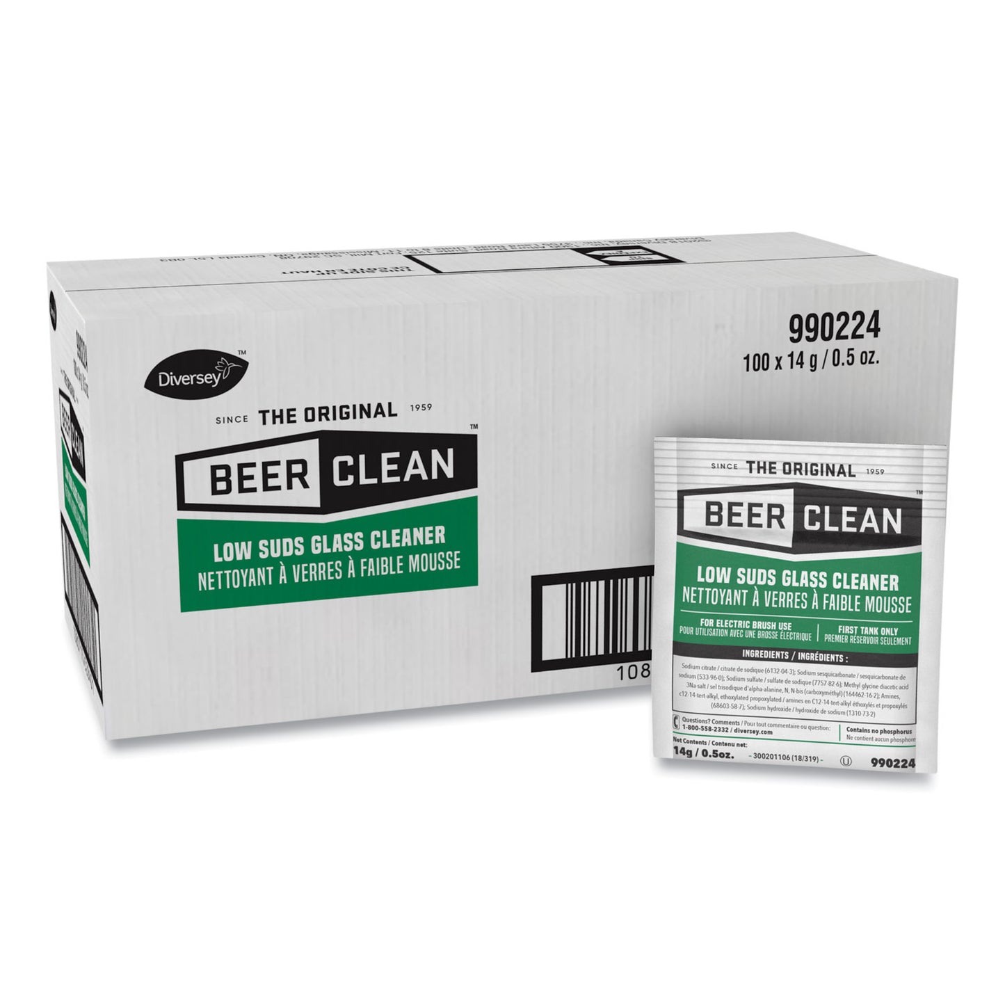 DVO990224 Beer Clean Glass Cleaner, Powder, 0.5 Oz Packet, 100/carton