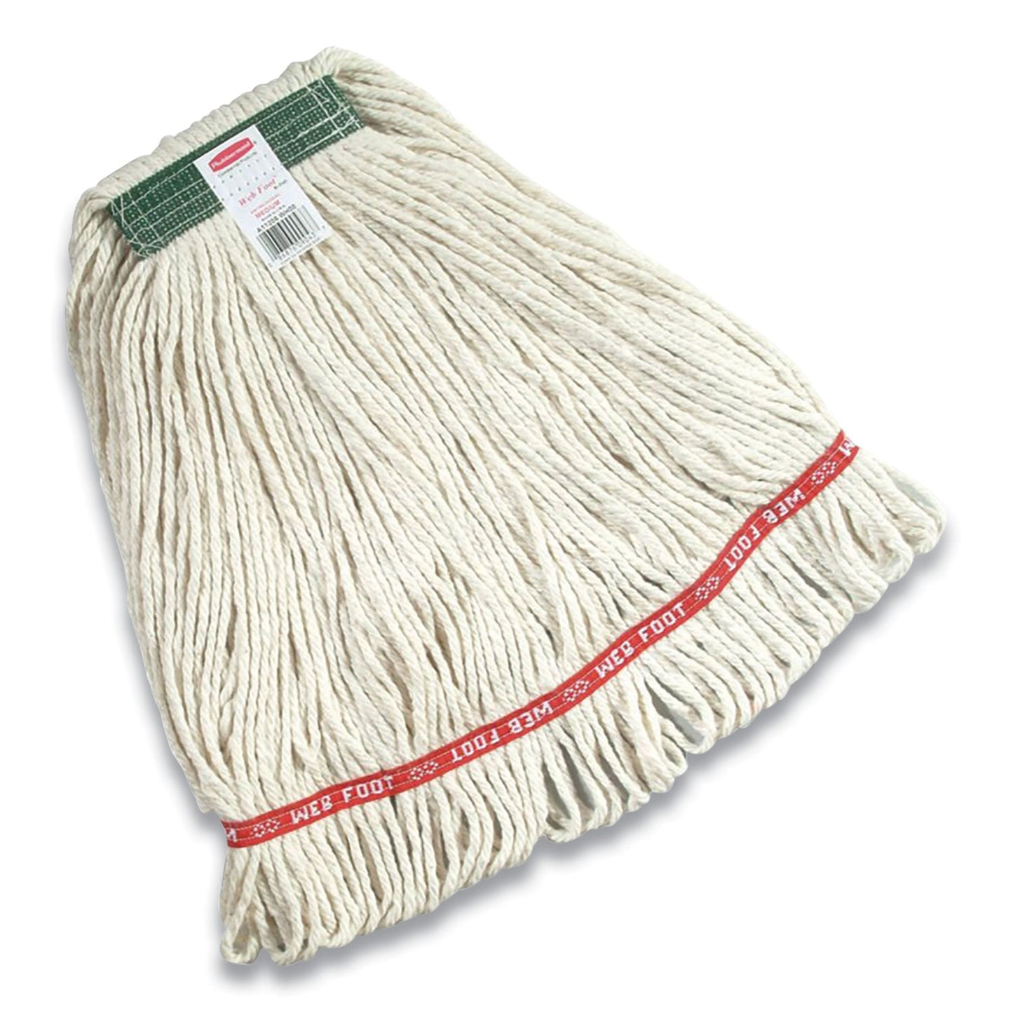 RCP11206WH00 Super Stitch Cotton Looped End Wet Mop Head, 20 Oz Capacity, Medium, White, 1" White Headband RUBBERMAID COMMERCIAL PROD.