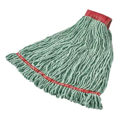 RCPA25306GR00 Web Foot Shrinkless Looped-End Wet Mop Head, Cotton/synthetic, Large, Green, 5" Red Headband RUBBERMAID COMMERCIAL PROD.