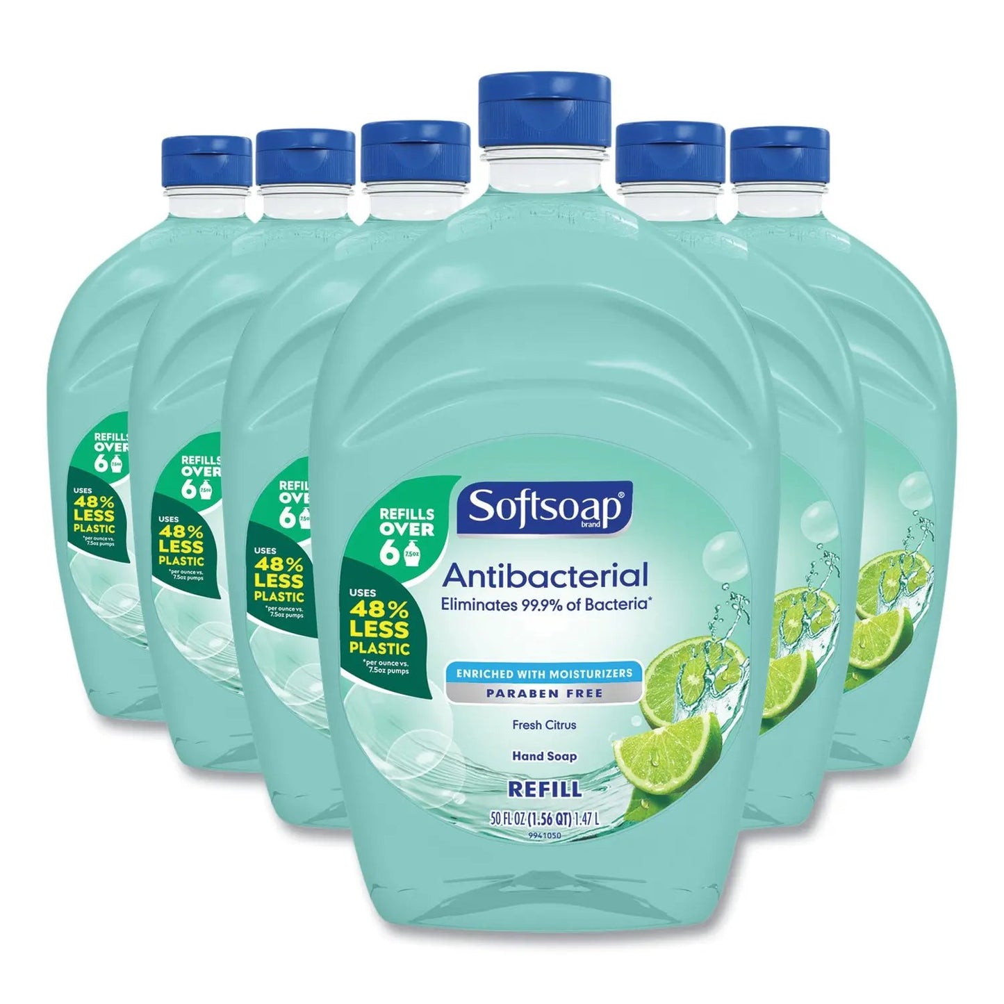 CPC45991 Antibacterial Liquid Hand Soap Refill, Fresh Scent, 50 oz, Green, 6/Carton Softsoap