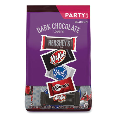HRS99995 Dark Chocolate Lovers Snack Size Party Pack, 32.89 Oz Bag, Approximately 60 Pieces