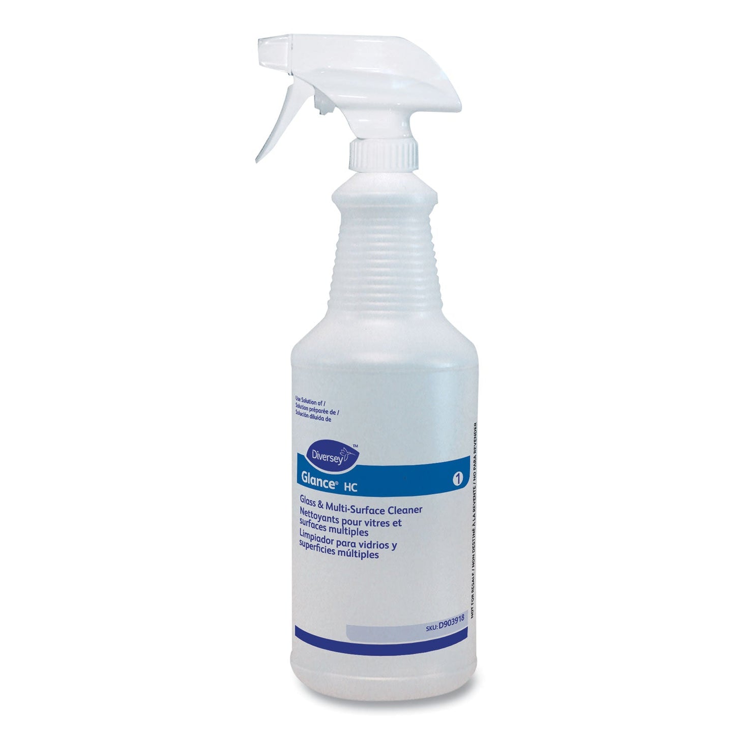 DVOD903918 Glance Hc Glass And Multi-Surface Cleaner Empty Bottle, 32 Oz, Clear Diversey