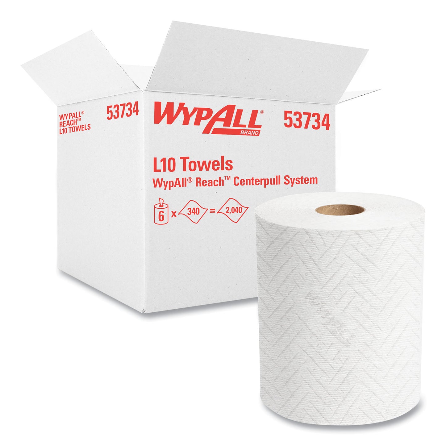 KCC53734 Reach System Roll Towel, 1-Ply, 11 X 7, White, 340/roll, 6 Rolls/carton