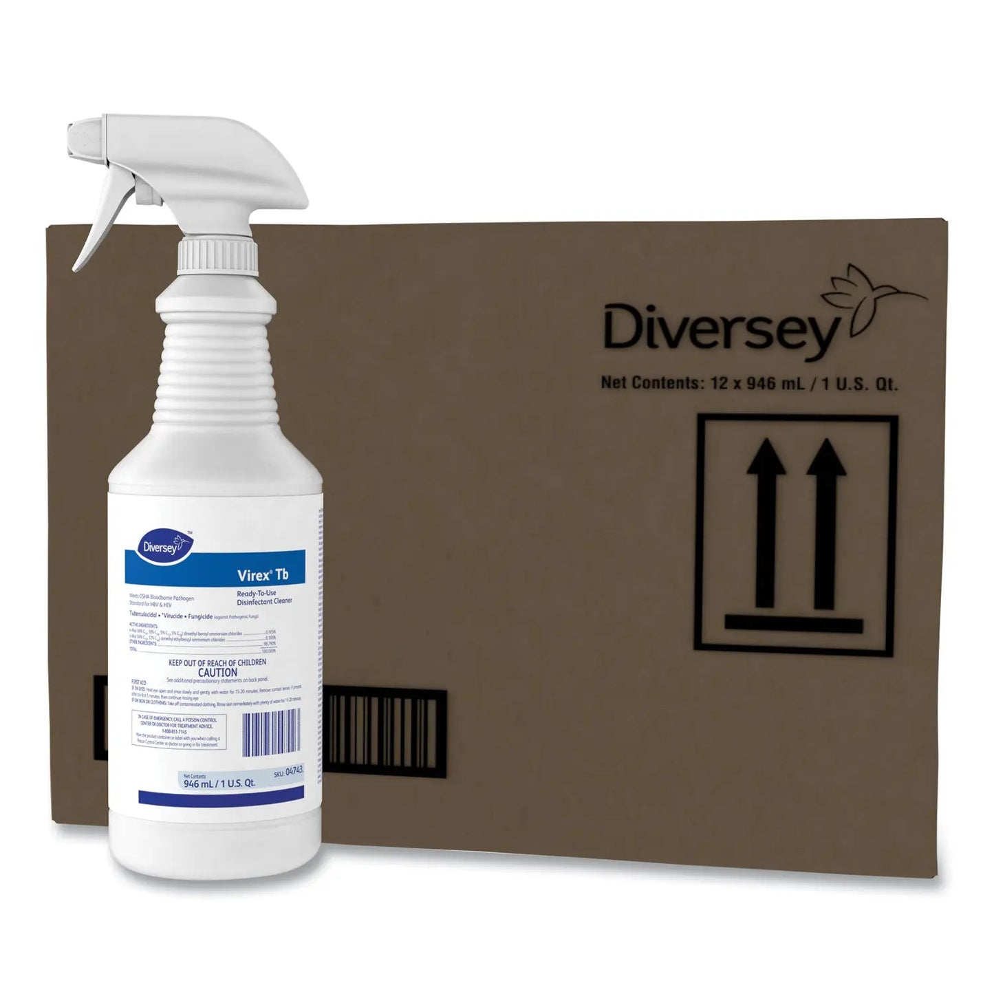 DVO04743 Virex Tb Disinfectant Cleaner, Lemon Scent, Liquid, 32 Oz Bottle, 12/carton Diversey