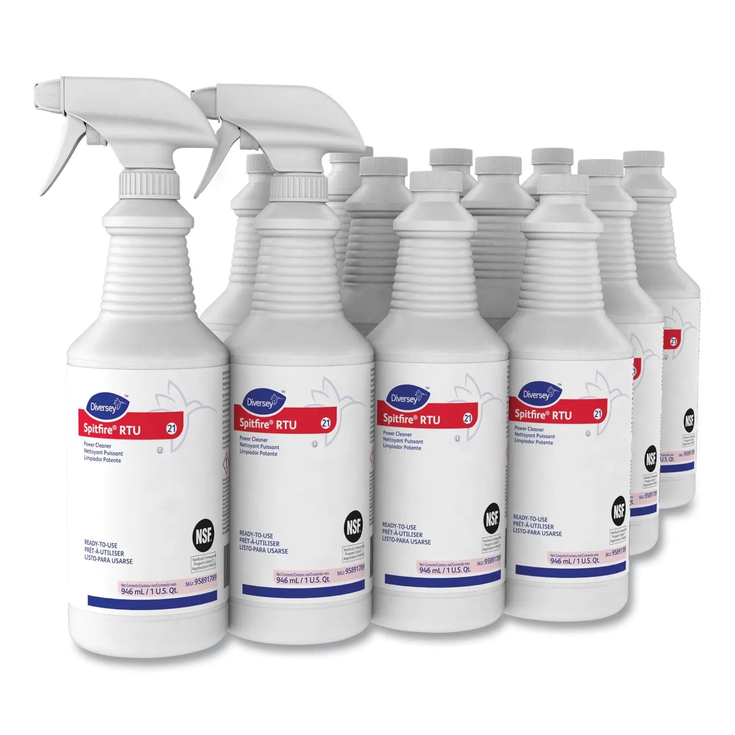 DVO95891789 Spitfire Power Cleaner, Liquid, Fresh Pine Scent, 32 Oz Spray Bottle, 12/carton Diversey