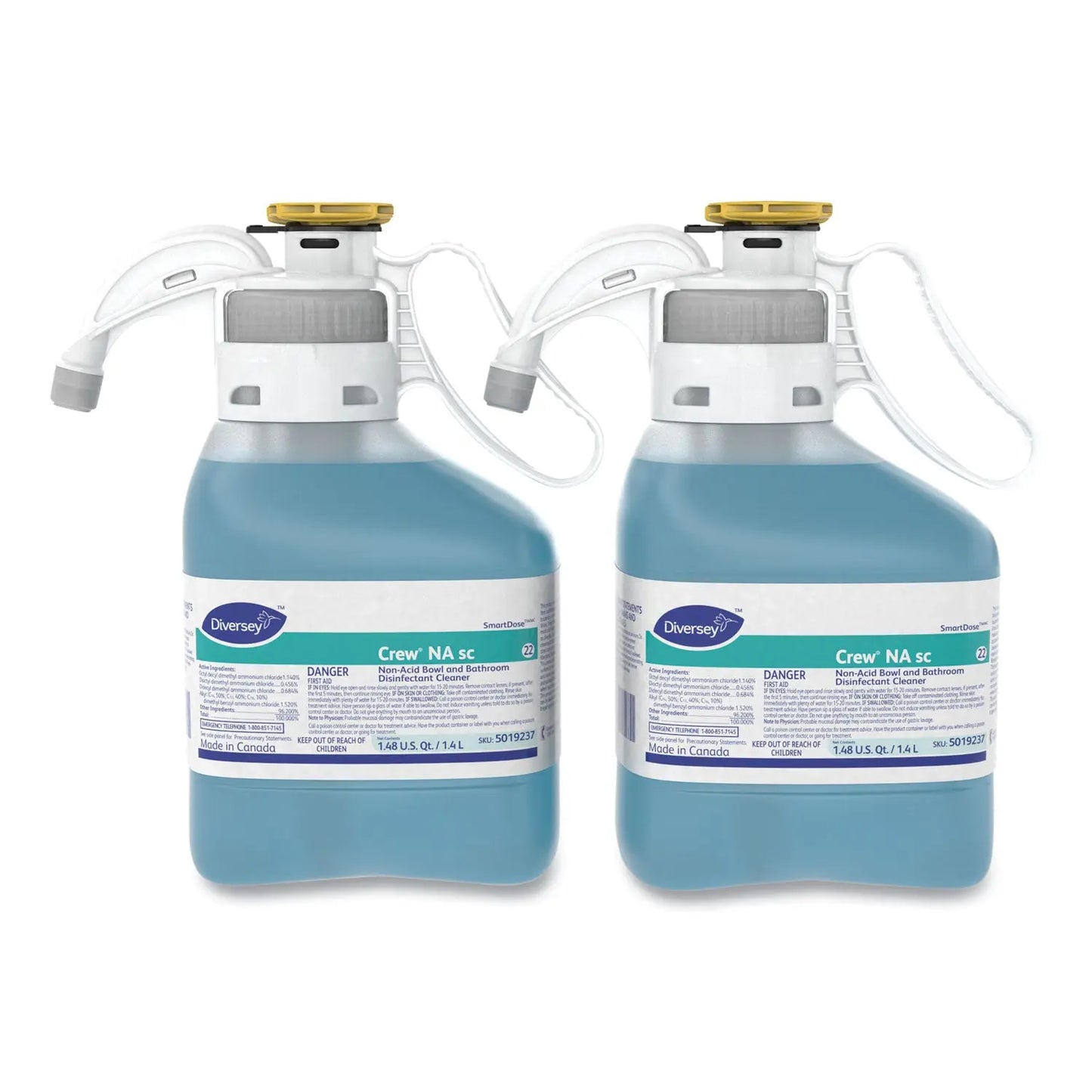 DVO5019237 Crew Super-Concentrated Non-Acid Bowl and Bathroom Disinfectant Cleaner, Floral Scent, 1.4 L SmartDose, 2/Carton Diversey
