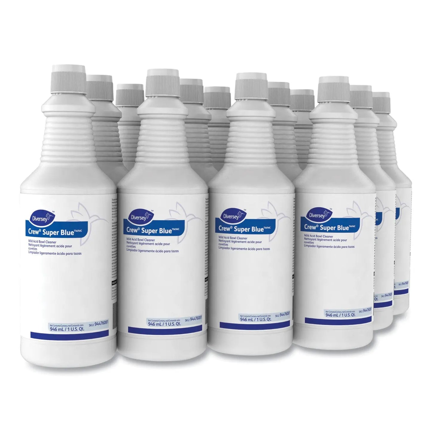 DVO94476081 Crew Super Blue Mild Acid Bowl Cleaner, Citrus, 32 Oz Squeeze Bottle, 12/carton Diversey