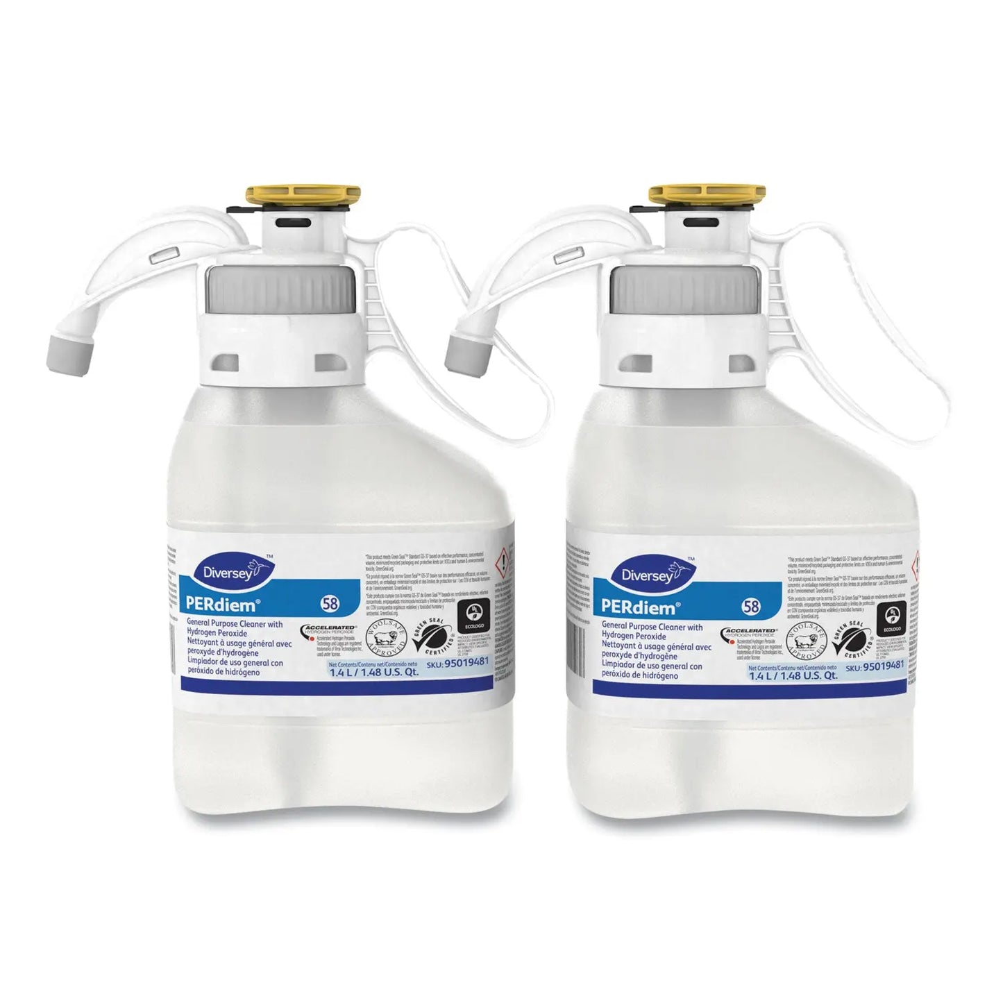 DVO95019481 PERdiem Concentrated General Cleaner with Hydrogen Peroxide, Fragrance-Free, 1.4 L SmartDose, 2/Carton Diversey