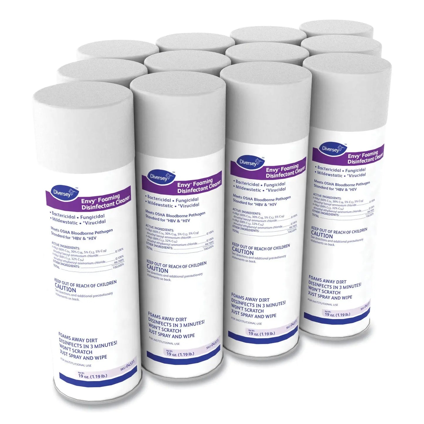DVO04531 Envy Foaming Disinfectant Cleaner, Lavender Scent, 19 Oz Aerosol Spray, 12/carton Diversey