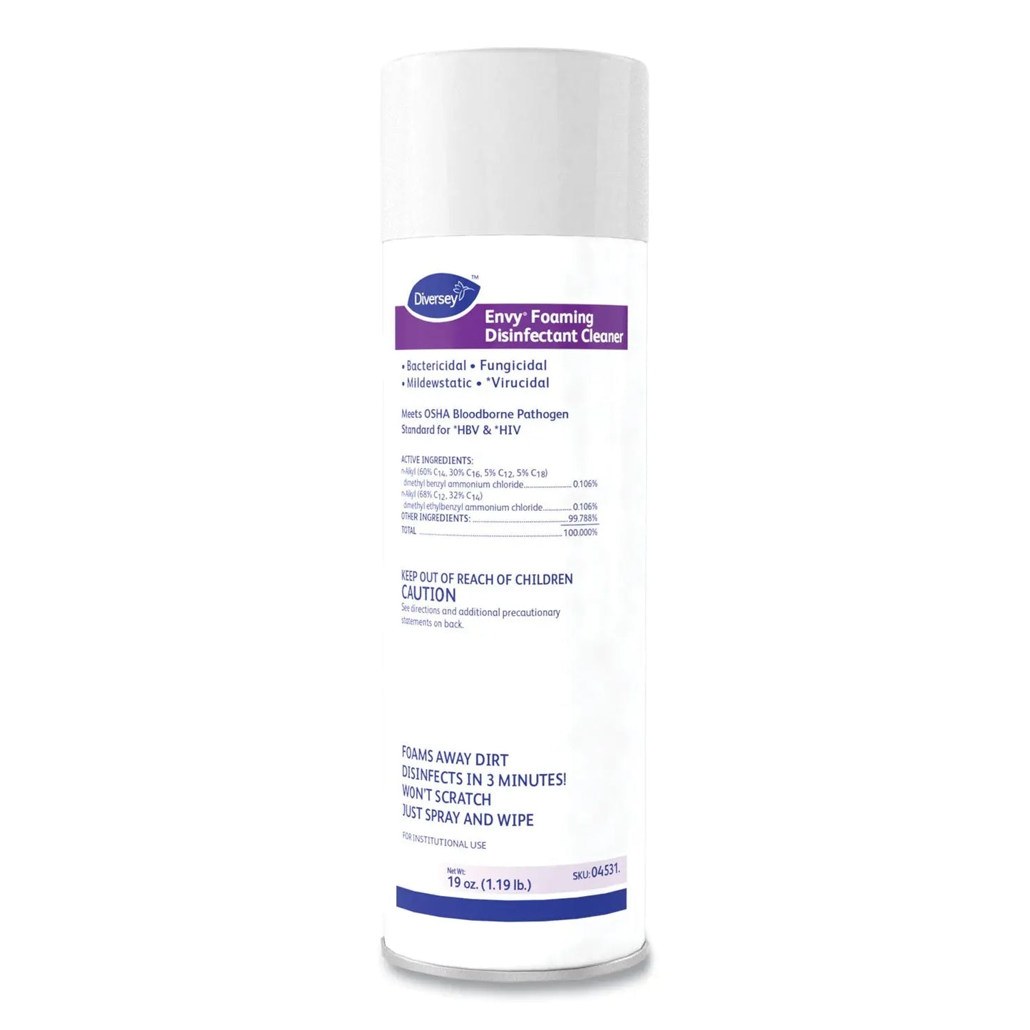 DVO04531EA Envy Foaming Disinfectant Cleaner, Lavender Scent, 19 Oz Aerosol Spray Diversey
