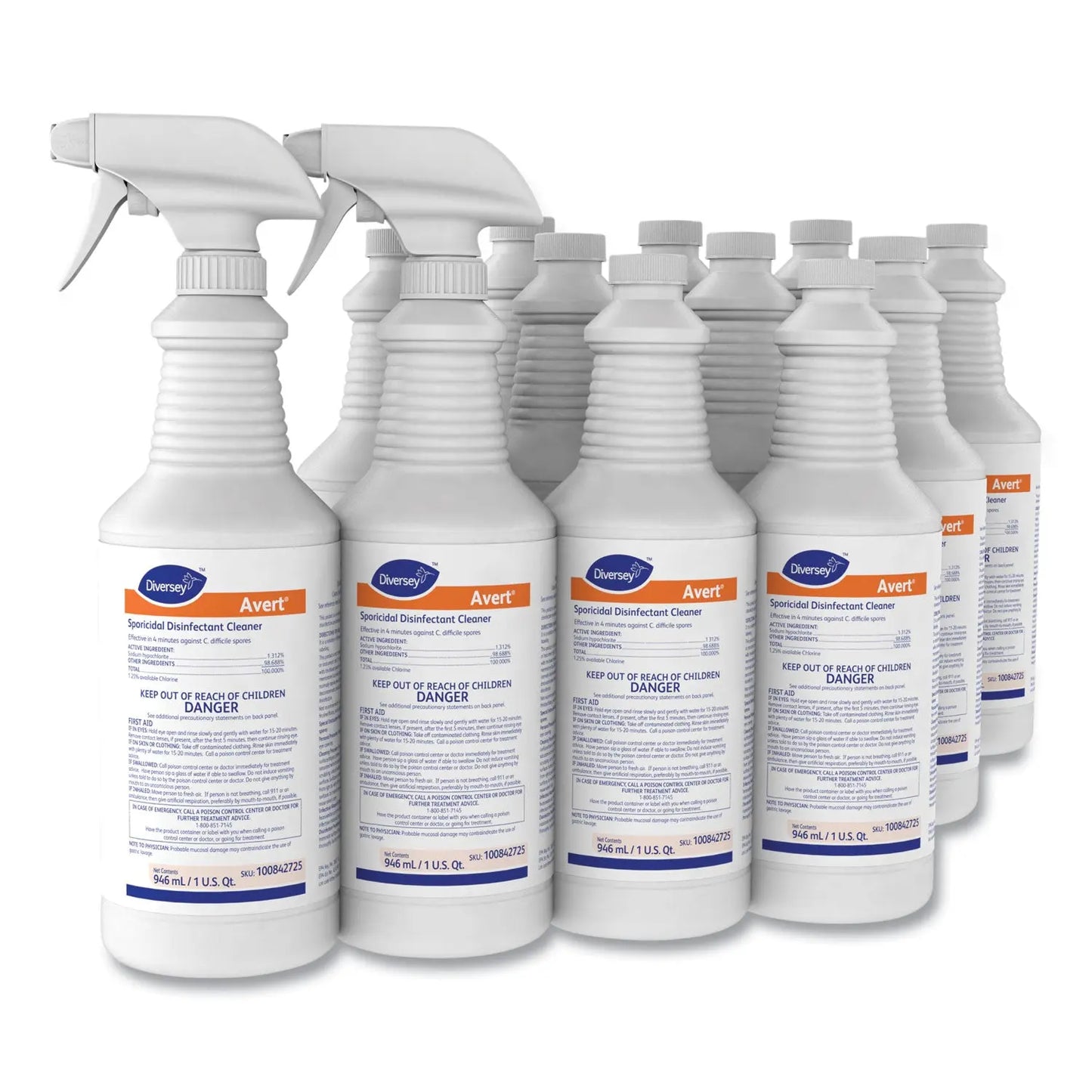 DVO100842725 Avert Sporicidal Disinfectant Cleaner, 32 Oz Spray Bottle, 12/carton Diversey