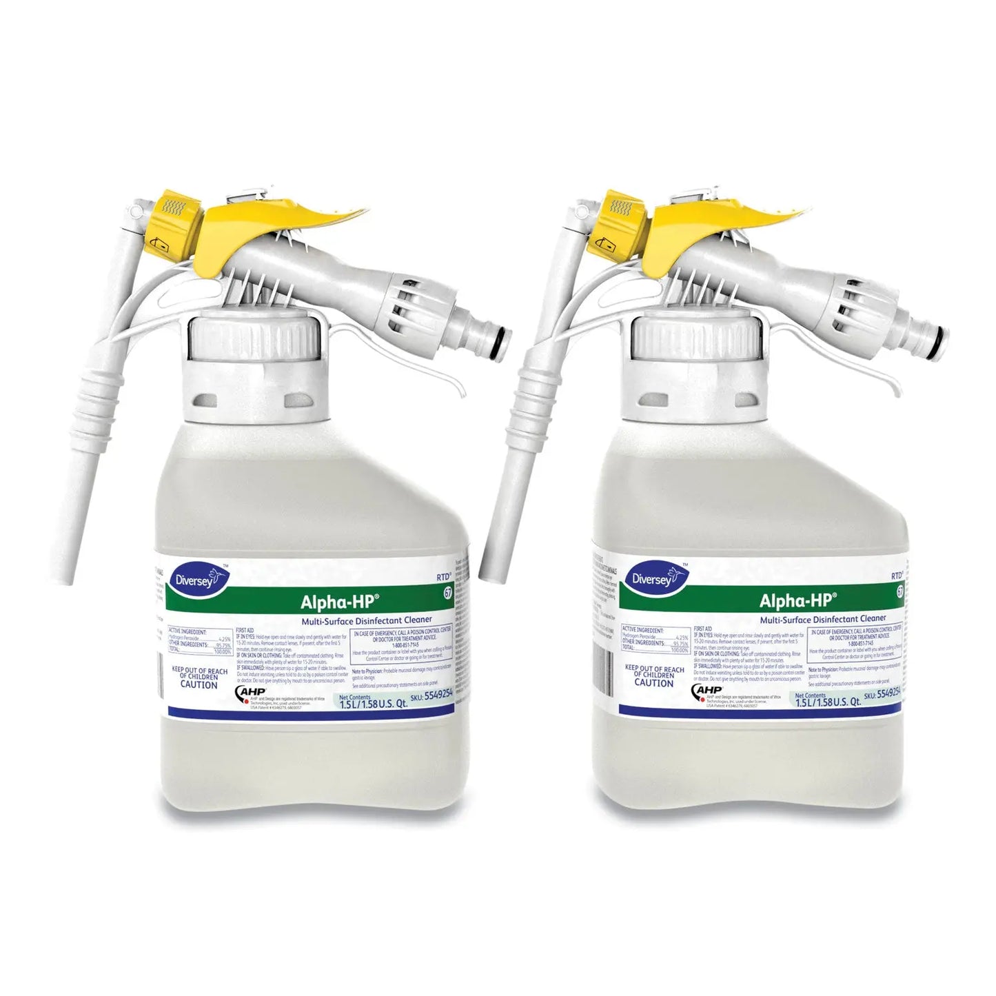 DVO5549254 Alpha-Hp Multi-Surface Disinfectant Cleaner, Citrus Scent, 1.5 L Rtd Spray Bottle, 2/carton Diversey