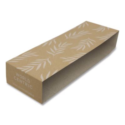 WORSLPATR60 Fiber Container Sleeves, World Centric Leaf Design, 7.5 x 10 x 3.25, Natural, Paper, 800/Carton