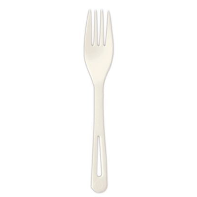 WORFOPS6 TPLA Bulk Cutlery, Fork, Plastic, Light Beige, 1,000/Carton WORLD CENTRIC