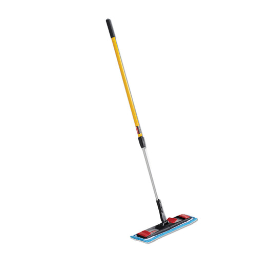 RCP2132426 Adaptable Flat Mop Kit, 19.5 X 5.5 Blue Microfiber Head, 48" To 72" Yellow Aluminum Handle