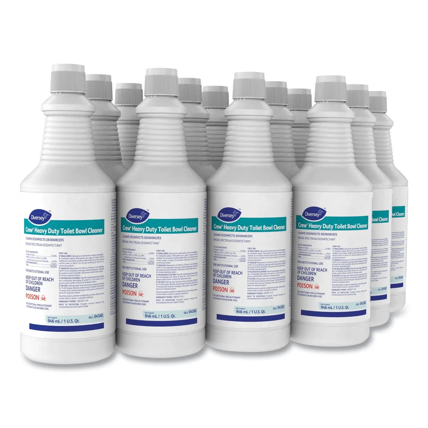 DVO04560 Crew Heavy Duty Toilet Bowl Cleaner, Minty, 32 Oz Squeeze Bottle, 12/carton Diversey