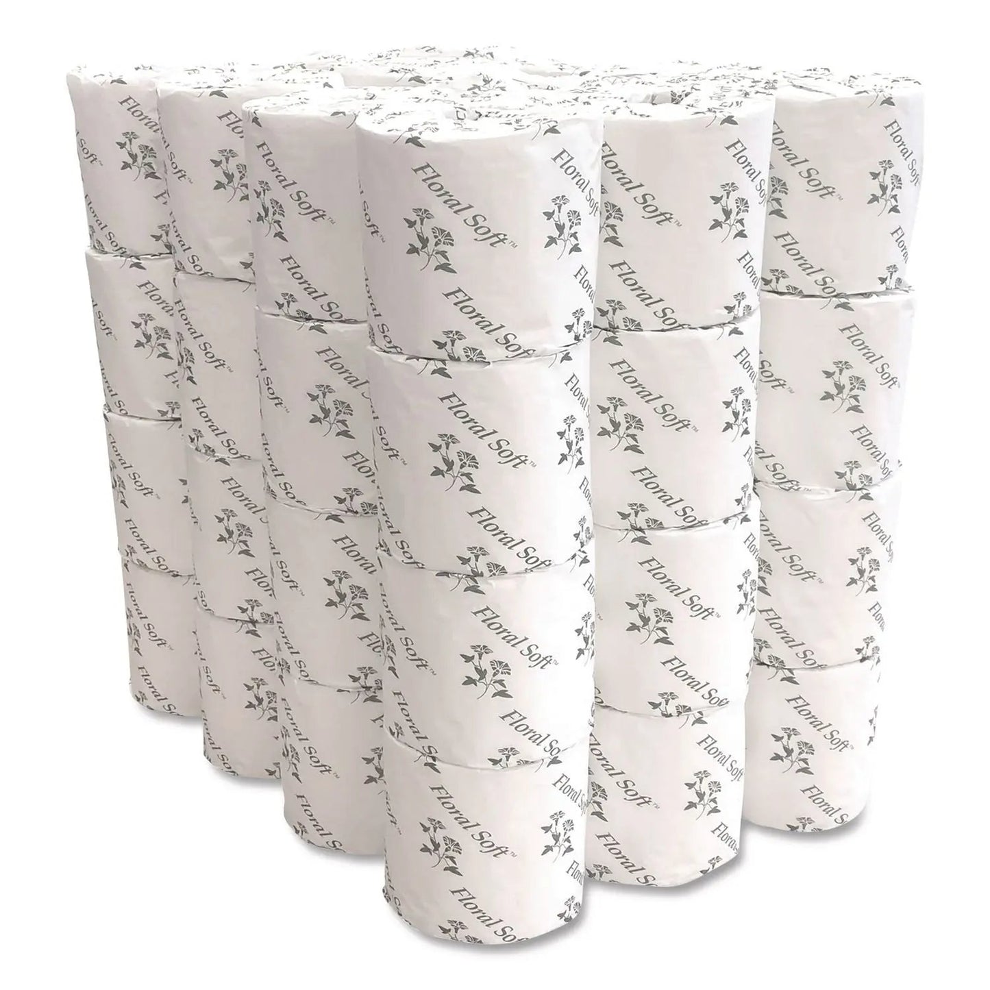 APAB448 Two-Ply Standard Bathroom Tissue, Septic Safe, White, 400 Sheets/Roll, 48 Rolls/Carton Floral Soft