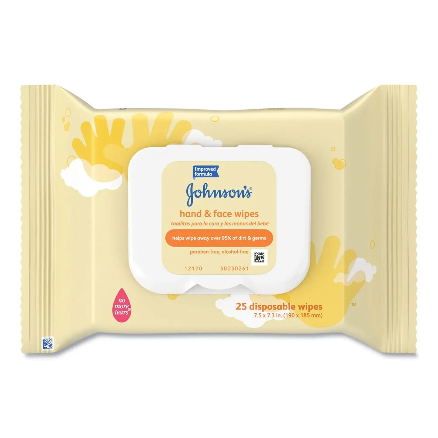 JOJ111773900 Hand and Body Wipes, Travel Pack, 1-Ply, Nonwoven Fiber, 7.3 x 7.5, Unscented, White, 25 Wipes/Pack Johnson & Johnson
