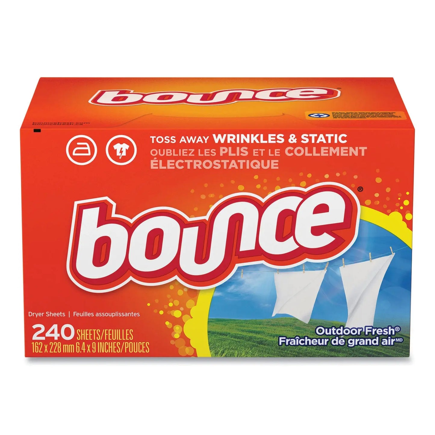 PGC07312 Fabric Softener Sheets, Outdoor Fresh, 240 Sheets/Pack Bounce