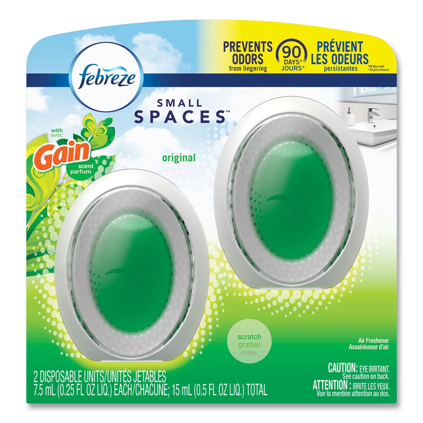 PGC93330EA SMALLSPACES, GAIN ORIGINAL SCENT, 7.5 ML CARTRIDGE, 2/PACK Febreze