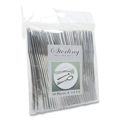 TBL8305KSV Sterling Heavy-Duty Plastic Cutlery, Heavyweight Knife, Silver, 50/Pack TABLEMATE PRODUCTS, CO.