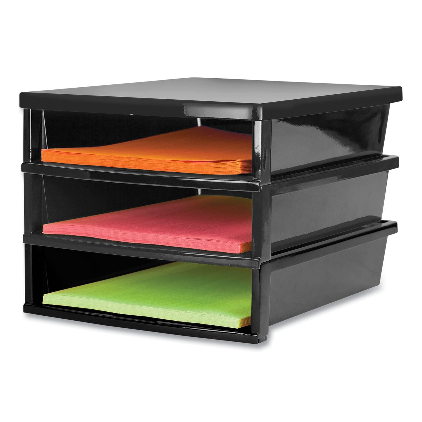 STX61642E01C Quick Stack Construction Paper Sorter, 3 Compartments, 11 x 12.4 x 8.7, Black Storex