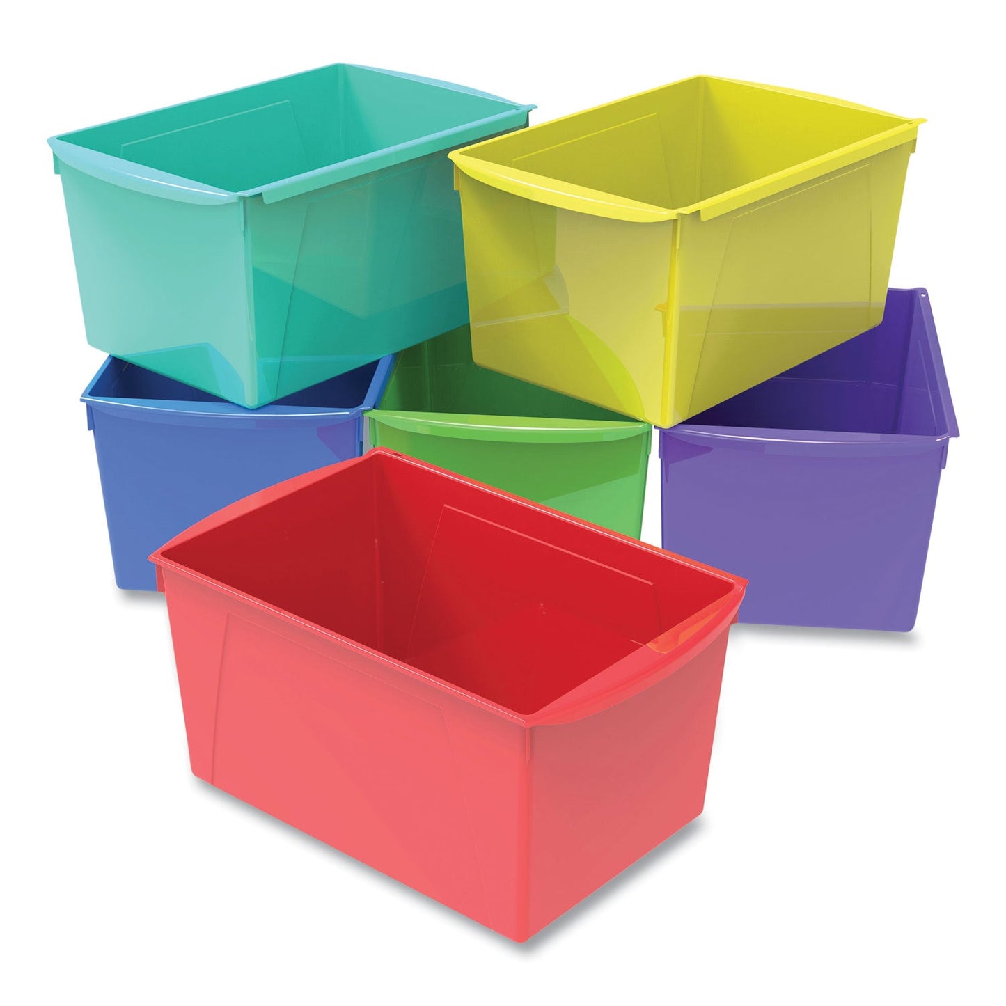 STX71126E06C Double Xl Wide Interlocking Book Bins, 9.2" X 14.5" X 7", Assorted Bright Colors, 6/carton Storex