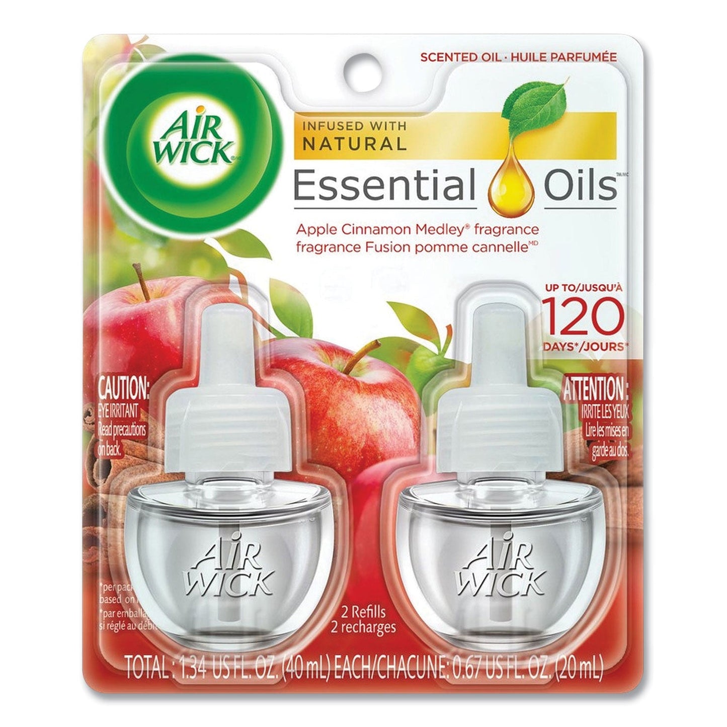 RAC80420PK Scented Oil Refill, Warming - Apple Cinnamon Medley, 0.67 Oz, 2/pack Air Wick
