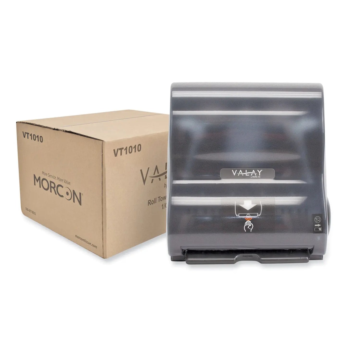 MORVT1010 Valay 10 Inch Roll Towel Dispenser, 13.25 X 9 X 14.25, Black Morcon Tissue