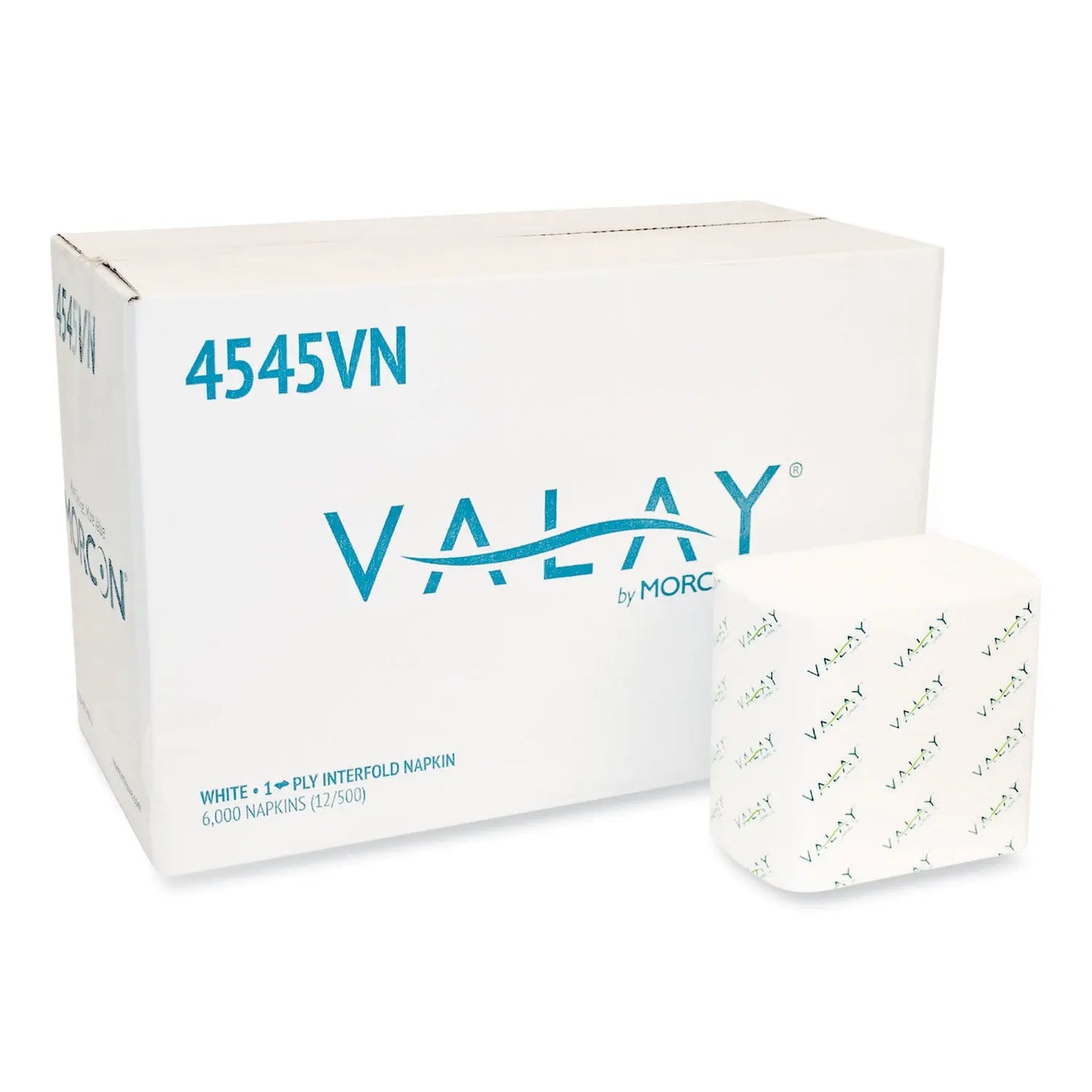 MOR4545VN Valay Interfolded Napkins, 1-Ply, White, 6.5 X 8.25, 6,000/carton Morcon Tissue