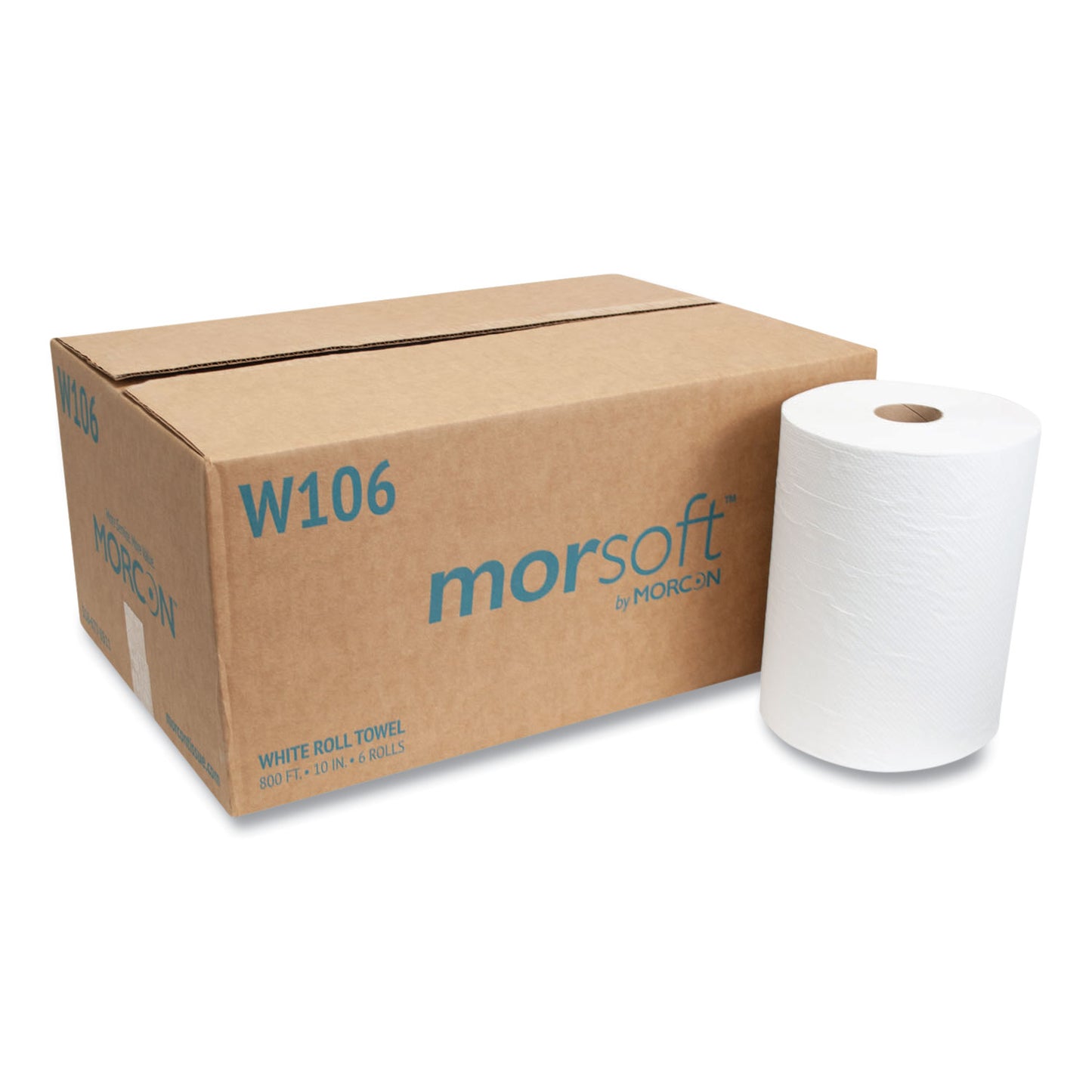 MORW106 10 Inch Roll Towels, 1-Ply, 10" X 800 Ft, White, 6 Rolls/carton