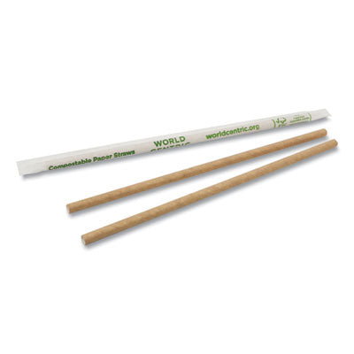 WORSTPA8WK Sustainable Kraft Paper Straws, Wrapped, 8", Natural, 6,000/carton WORLD CENTRIC