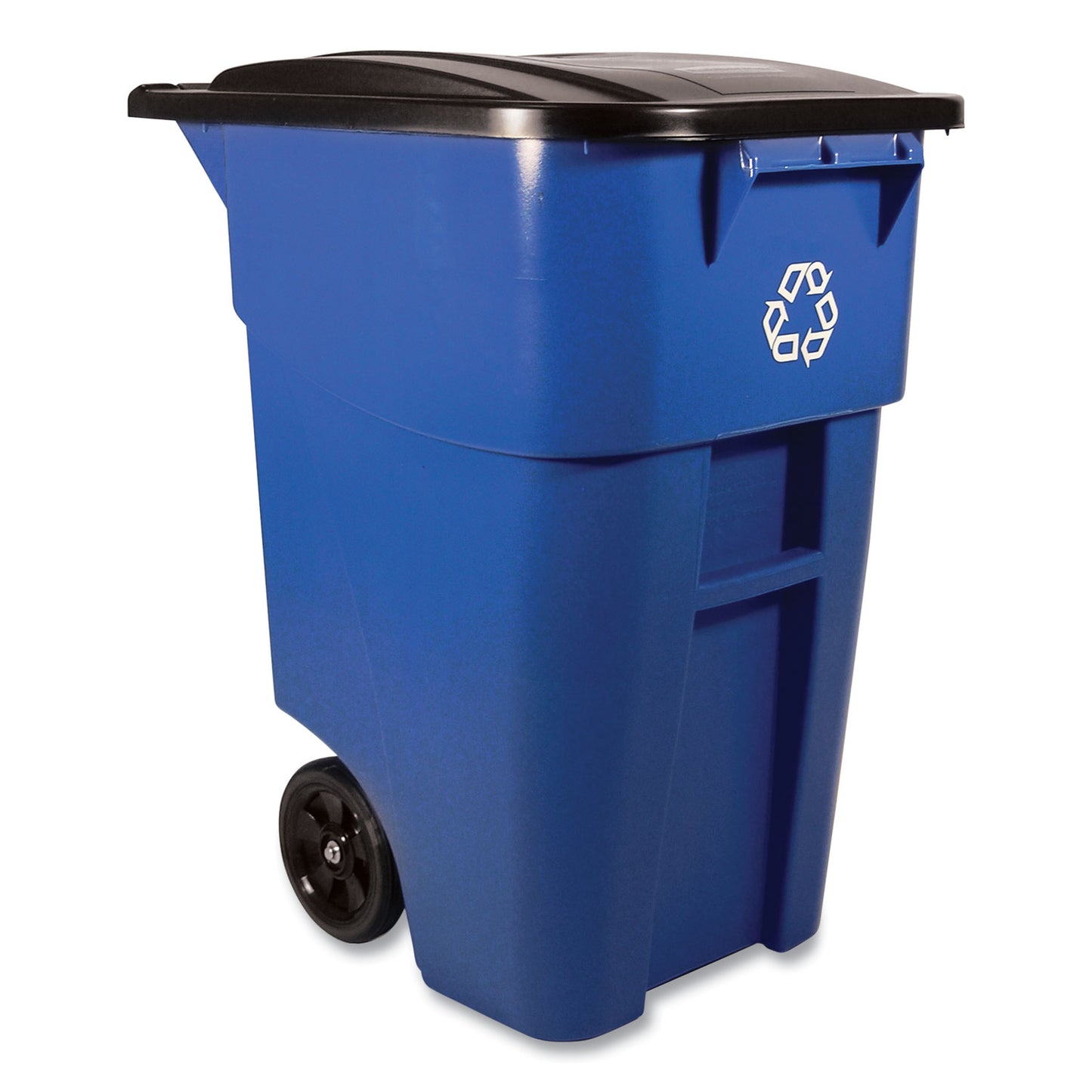 RCP9W2773BLU Square Brute Recycling Rollout Container, 50 gal, Plastic, Blue