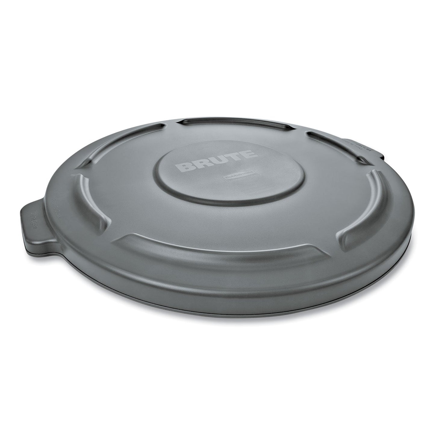 RCP263100GY BRUTE Self-Draining Flat Top Lid, for 32 gal Round BRUTE Containers, 22.25" Diameter, Gray RUBBERMAID COMMERCIAL PROD.