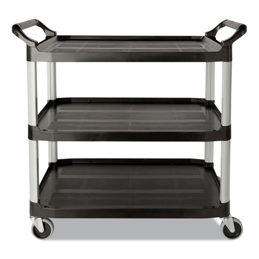 RCP342488BLA Three-Shelf Service Cart, Plastic, 3 Shelves, 200 lb Capacity, 18.63" x 33.63" x 37.75", Black