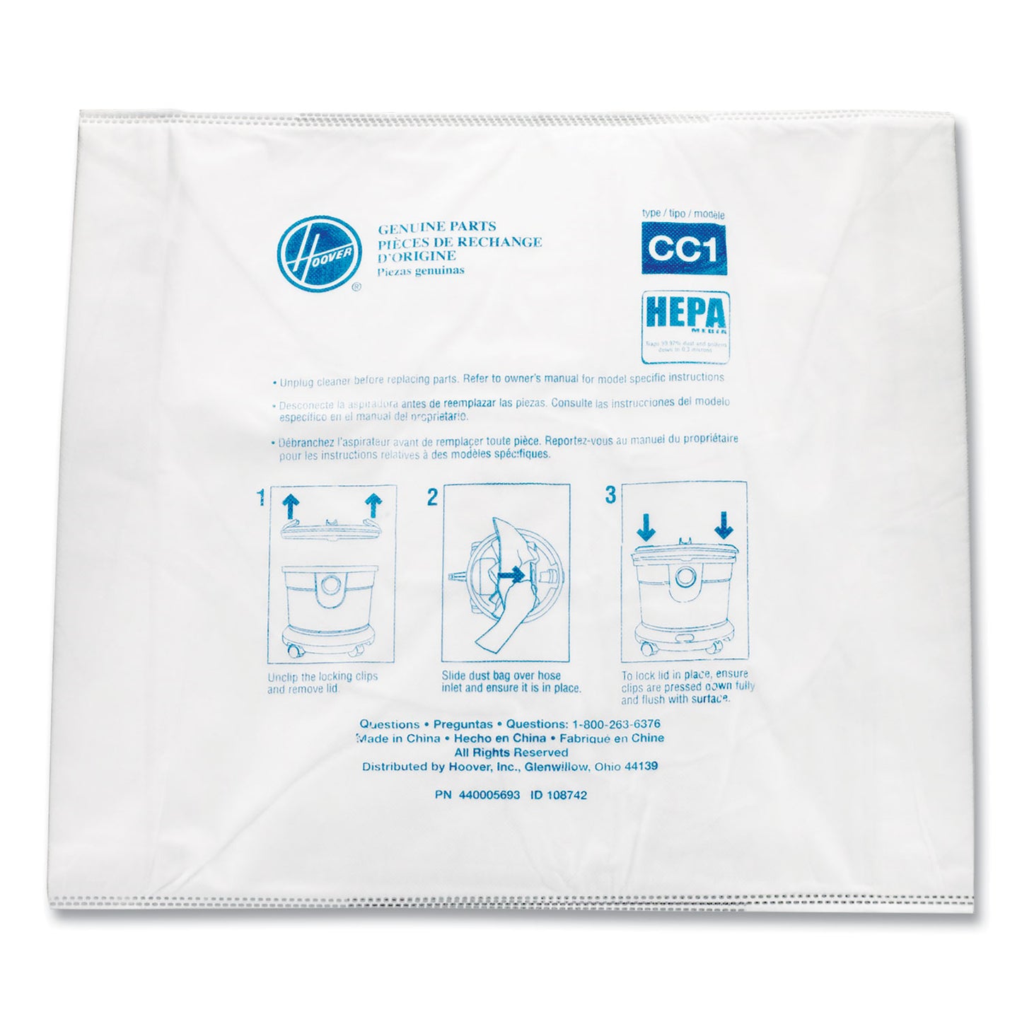 HVRAH10363 BAG,VAC,HEPA,10 EA/PK