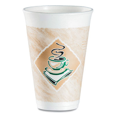 DCC16X16G167318 Cafe G Foam Hot/cold Cups, 16 Oz, Brown/green/white, 1,000/carton DART