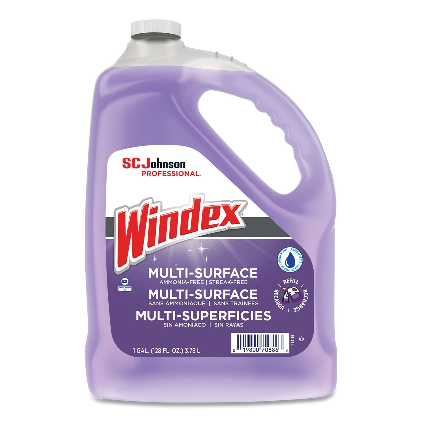 SJN697262EA Non-Ammoniated Glass/multi Surface Cleaner, Pleasant Scent, 128 Oz Bottle Windex
